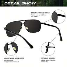 KALIYADI New Men's Birthday Gift Choice Classic Fashion Polarized Sunglasses, Comes With Glasses Case And Cloth, Convenient For Travel Use. Perfect For St. Patrick's Day, Carnival, Easter, Christmas, And Other Occasions.   Eyewear Gear,  Eyewear, Fashion Sunglasses, Durable Frames, High-Quality Optical Components, Stylish Sun Shades, Active Lifestyle Enthusiasts - TMKADYD5062-4 - 查看 7