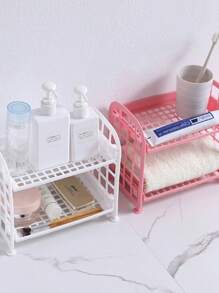 双层镂空浴室厨房台面收纳架，化妆品收纳架，客厅窄缝收纳架