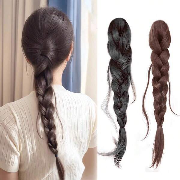 شعر اصطناعي إكستنشن ذيل الحصان مشبك-في ضفيرة سمكة السلطعون ذيل الحصان اصطناعي منخفض الربط شعر إكستنشن ذيل الحصان منسدل ذو طبيعة متقلبة
