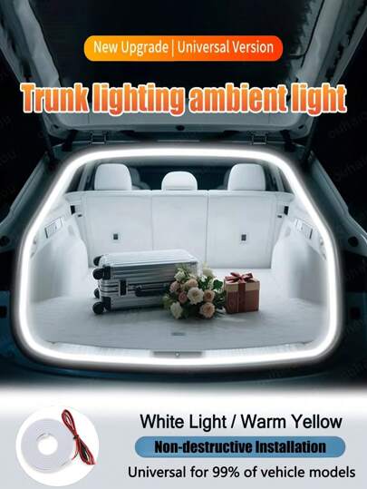 Flexibel LED-ljusremsa för bagageutrymme, vattentät, invändig belysning, dekorativ lampa för bagageutrymme, hög ljusstyrka, gör-det-själv-lampa, dold installation, automatisk avkännande ljusremsa för bakluckan