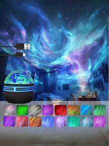 [Magical Galaxy Projector] 14 Effects Galaxy Star Projector, Northern Lights LED Atmosphere Projection Lamp   Aurora Borealis Starry Sky Projector, For Room Home Decorations, Home Theater, Gift Decoration, Magical Projection Lamp Gifts, Holiday Party - ánh sáng đa sắc - Xem 7