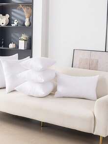 1pc White Modern Home Pillow Insert, Durable And Affordable Plush Polyester Fabric, High Elastic Cotton Filling, Soft And Comfortable, Sofa Cushion Insert, Living Room Home Use, Suitable For Living Room, Bedroom, Car, Christmas, Outdoor - White - View 6