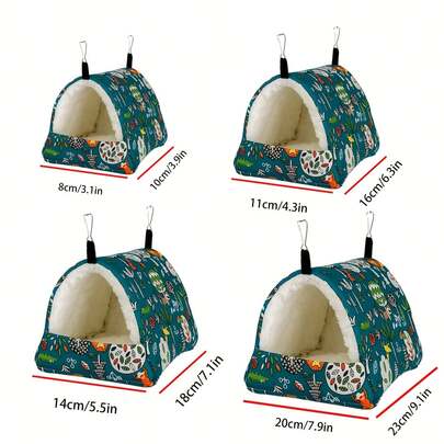 1 件随机颜色和款式鹦鹉仓鼠窝，适合小型宠物的温暖毛绒窝，鹦鹉和仓鼠用品，冬季