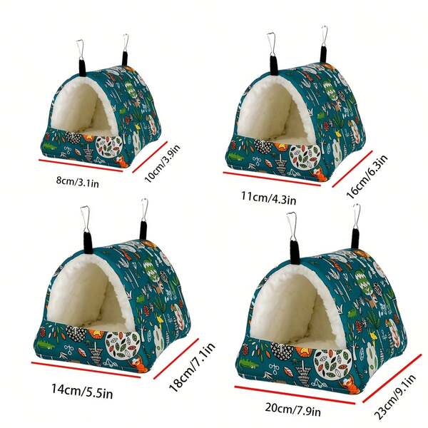 1 قطعة عشوائية اللون والطراز عش طائر البغبغاء والهامستر، عش من الفرو الدافئ للحيوانات الأليفة الصغيرة، لوازم طائر البغبغاء والهامستر، شتاء