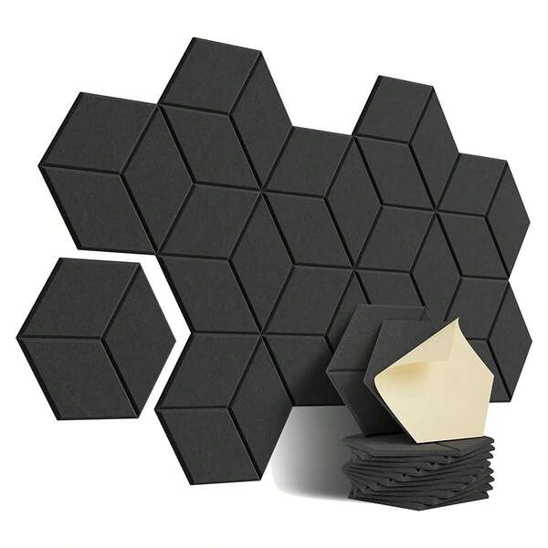 12 PACK Acoustic Foam,Self-Adhesive Sound Proof Panels,For Sound Insulation &Acoustic Treatment(Black)