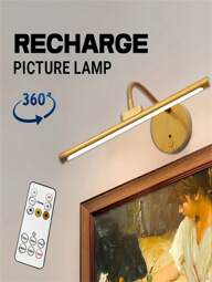 1pc Modern LED Wall Lamp With Remote - Dimmable Art Light , 3 Color Temperatures, Timer, USB Cable Included, Metal Finish, Semi-Flush Mount For Gallery Display, LED Lights For Bedroom, Lighting For Ceilin(1800mAh)