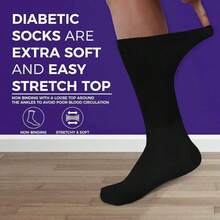 Diabetic Crew Socks Mens, Womens Loose Fit - 3 Pairs - 黑色 - 查看 6