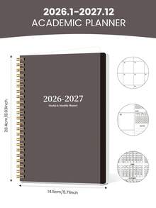 Trees 2026-2028 週計畫與月計畫筆記本 螺旋裝訂 日計畫 學術約會簿 日程手帳 提升生產力 8*6 英吋 返校用品 桌面配件 辦公用品 - 黑色 - 查看 7