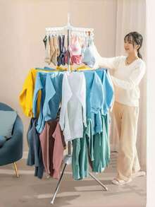 170x68.5cm可折叠三层24夹大容量晾衣架独立式毛巾架阳台晾衣架 - 彩色 - 查看 9