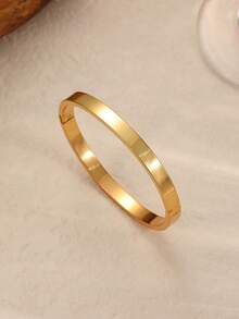 1pc Stainless Steel Classic Minimalist Style Bracelet, Waterproof, Suitable For Daily Wear All Year Round And As Gift, Can Be Stacked