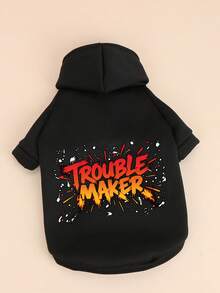 1pc Black Pet Sweatshirt, Warm For Winter, Suitable For Teddy, Poodle, Puppy, Small Dogs, Cats, Autumn/Winter Pet Casual Hoodie, Anti-Shedding - Black - View 10