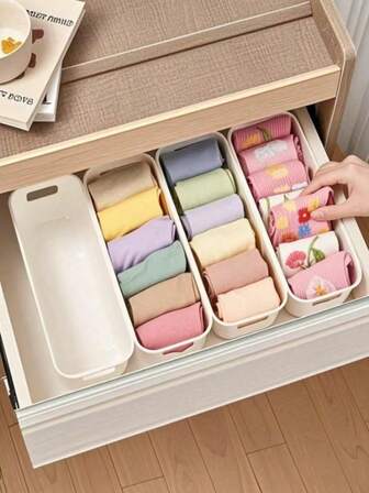 Paquete de 10 cajas de almacenamiento de plástico de 21.5*8.5*6.5cm (8.46*3.35*2.56in), organizador multifuncional de ropa interior y calcetines, organización del hogar y la cocina, divisores de cajones para ropa y accesorios