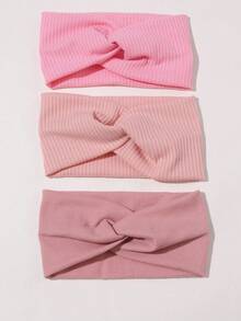 3 sztuki/zestaw dziewczęcych opasek na głowę w jednolitym kolorze, z ozdobnym węzłem, idealnych do szkoły i na zajęcia sportowe - Wielokolorowe - Zobacz 6