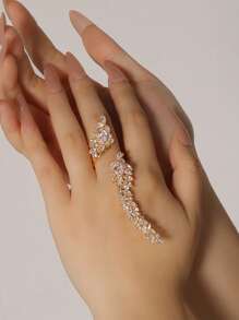 1pc Adjustable Open Leaf Ring, Minimalist Design Bride Accessory - Leaf Ring - View 2