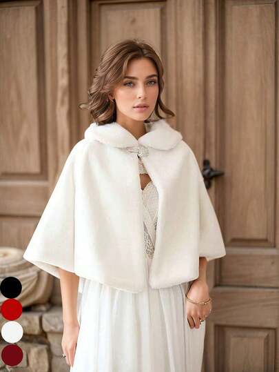 1 pièce Châle de mariée minimaliste et polyvalent, moelleux. Nouvelle veste de châle de mariage . Châle épais et chaud. Convient pour toutes les saisons, mariages, fêtes, bals. Châle en peluche automnal pour femmes