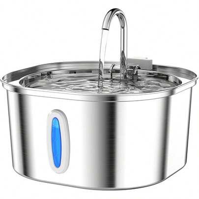 PEKTACO - Fuente de Agua para Gatos y Perros, Acero Inoxidable, 3.2 Litros
