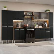 Cocina Integral Completa Modular Madesa Emilly 325cm Color Marrón/negro 03 - Marrón y negro - Ver 1