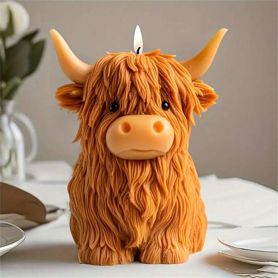 Khuôn nến silicon Highland Cow - Hình động vật dùng cho đồ thủ công DIY, nhựa và trang trí nhà nông, bền và dễ vệ sinh, hoàn hảo cho nến thủ công và trang trí nhà cửa, vật dụng làm nến, mẫu thủ công, bề mặt nhẵn, khuôn đất sét - trắng - Xem 1