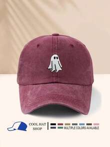 Șapcă vintage ușoară, spălată, cu model fantomă, pălărie unisex, stil camionist, casual, potrivită pentru Halloween, camping, călătorii - culoare negru/vișiniu/albastru/gri/kaki/cafea disponibilă, material respirabil, brodat durabil - fantomă - Vizualizare 3