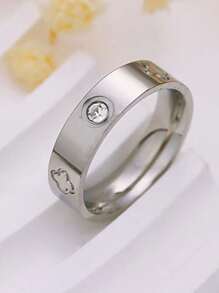 1枚18K镀金闪亮方形钻石戒指，不锈钢材质，防水防褪色，适合日常佩戴、派对、母亲节礼物