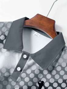 Men's Polka Dot Figure Print Short Sleeve Polo Shirt, Suitable For Casual, Outdoor Activities, Vacation, Golf And Other Sports Scenarios In Summer