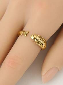 Nhẫn hở hình cá bạc cổ điển, phù hợp cho cả nam và nữ, hoàn hảo cho trang phục hàng ngày và lễ hội, có thể làm quà tặng cho bạn bè. - Vòng cá - Xem 6