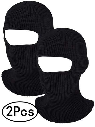 2 Piezas Máscara de esquí de invierno de punto Pasamontañas cálido Máscara completa para el rostro a prueba de viento Cubierta para la cabeza para hombres y mujeres Deportes al aire libre