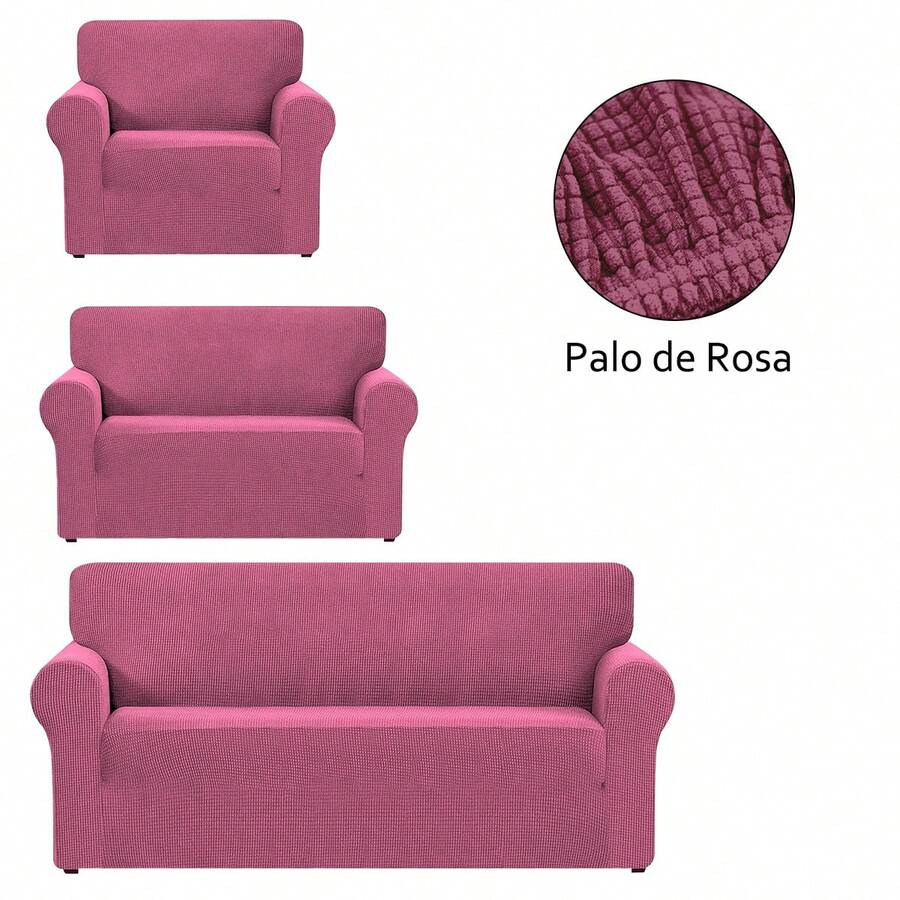 AMOROSA Juego De 3 Fundas Elásticas Para Sofá (1 Plaza, 2 Plazas, 3 Plazas) Cubre Sillones Para Sala Cobertura Completa Antideslizante Lavable Cómoda Y Ajustable Para Salas Para Casa
