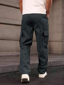 Men's Outdoor Sports And Leisure Simple Multi Pocket Solid Color Work Pants, Suitable For Giving To Boyfriends Or Husbands - Grey - View 2