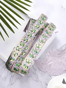 一套包含4种款式和4种尺寸的自粘水钻水晶丝带条,绿色水晶钻石闪亮装饰贴片,适用于DIY手工、婚礼派对装饰、汽车、手机、服装、鞋子配饰、家居装饰,高端时尚。 - 綠色 - 查看 6