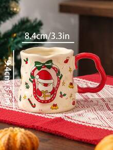 1pc手工捏制纹理圣诞杯手绘陶瓷咖啡杯创意高端陶瓷水杯圣诞礼物家用 - 聖誕節系列陶瓷杯 - 查看 2