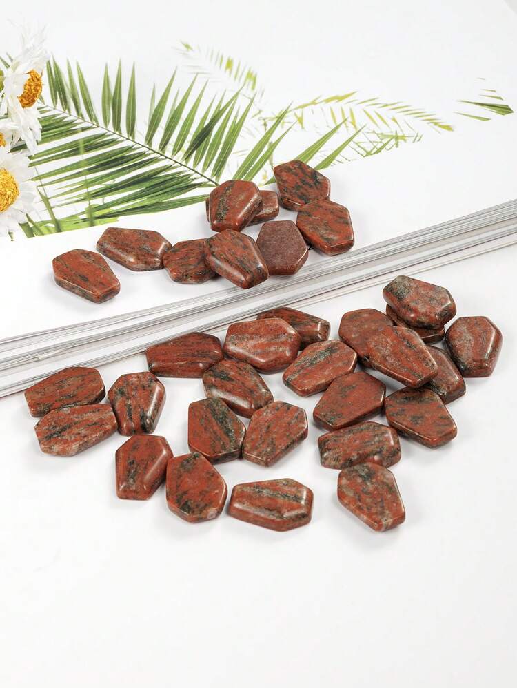 Natural Crystal Agate Gold Swan Stone Strawberry Stone Sesame Red Stone Mini Coffin Pendant, Gemstone Decorative Tray, Funny Halloween Easter Decorations, Unique Home Decor Gift Ideas - Multicolor - View 7