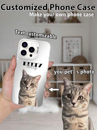 1pc IMD Laser Customized Text/Pet Photo Soft-Hard Hybrid TPU+PC Protective Phone Case, Compatible With Apple/Galaxy/Redmi/OPPO/ 15 Pro Max/ 14 Pro Max/Galaxy A05/A54 5G/A52/A52s 5G/S21 FE 5G/S23 Ultra/S24 Ultra 5G/Poco X5 Pro