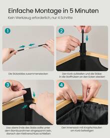 SONGMICS Pfandflaschen-Sammelbehälter,  Pfandflaschen-Behälter, Flaschensammler Leergut, Recycling-Behälter, mit Loch, Deckel, Innensack mit Griffen, Küche, tintenschwarz-naturbeige