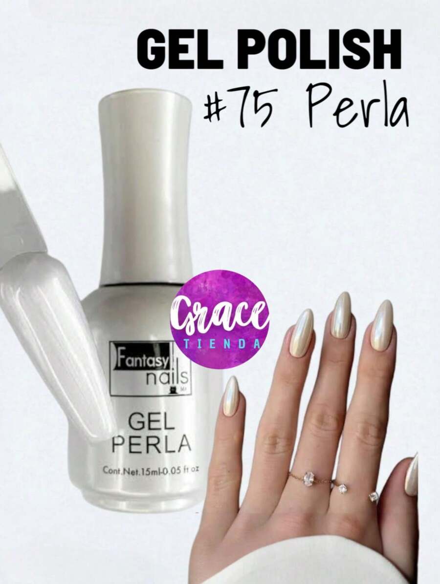 PERLA- 15ml Semi-Permanent Gel Polish 3 Steps Fantasy Nails Gelish Application Professional Use UV - MUTIARA - View 1