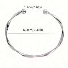 1 Piece Of Simple And Fashionable Style Women's Bracelet, Geometric Twist Bracelet, Women's Cuff Bracelet, Holiday Party Wear - 金色 - 查看 6