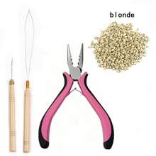 200/500/1000 件微链接发套件,3 件微链接珠工具钳,微链开启器和拆卸工具,适用于微纳米环珠接发或羽毛接发,粉色 - 彩色 - 查看 15