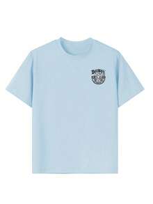 青少年男孩休闲图案印花圆领短袖 T 恤，夏季上衣 - 淺藍色 - 查看 4