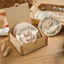 Baby Grundausstattung Baby Zubehör Holz Baby Monatsmeilen Karten mit Ankündigungsschild Schwangerschaft und Baby Shower Geschenke für Jungen und Mädchen Neugeborenen Fotografie Requisiten Neugeborenes Baby Mädchen Neugeborenes Baby Jungen Weihnachtsgeschenke