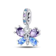 1Count DIY Romantic Classical Pink Purple Zirconia Butterfly, Flower, Animal Series Bead Hanging, Suitable For Pandala Bracelet, Fashionable And Exquisite For Daily Wear, Holiday Gift