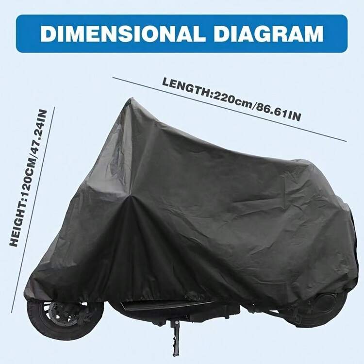 1pc Heavy Duty EVA All-Season Motorcycle Bicycle Cover - Waterproof, UV-Resistant, Snow-Proof, Fits Most Vehicles, Black & Gray, Outdoor Vehicle Protection, Fashionable Motorcycle Cover, UV-Resistant Covering - Multicolor - View 5