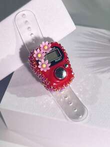 1pc 点阵花计数器，LED 显示计数器，手指计数器，便携式电子计数器，手动按钮计数计数器，迷你环形计数器 - 彩色 - 查看 16