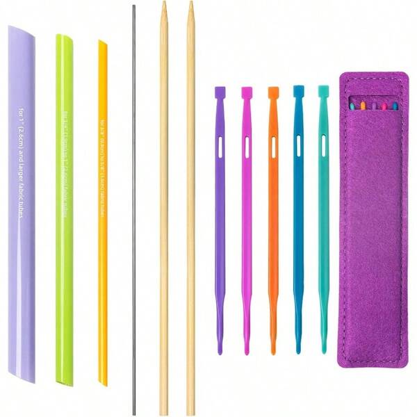 8 Pcs Quick Tube Fabric And That Purple Thang Sewing Tools With 1 Felt Storage Pouch Assorted Sizes Multifunctional Sewing Seam Presser Tool For Sewing DIY Tool Colorful