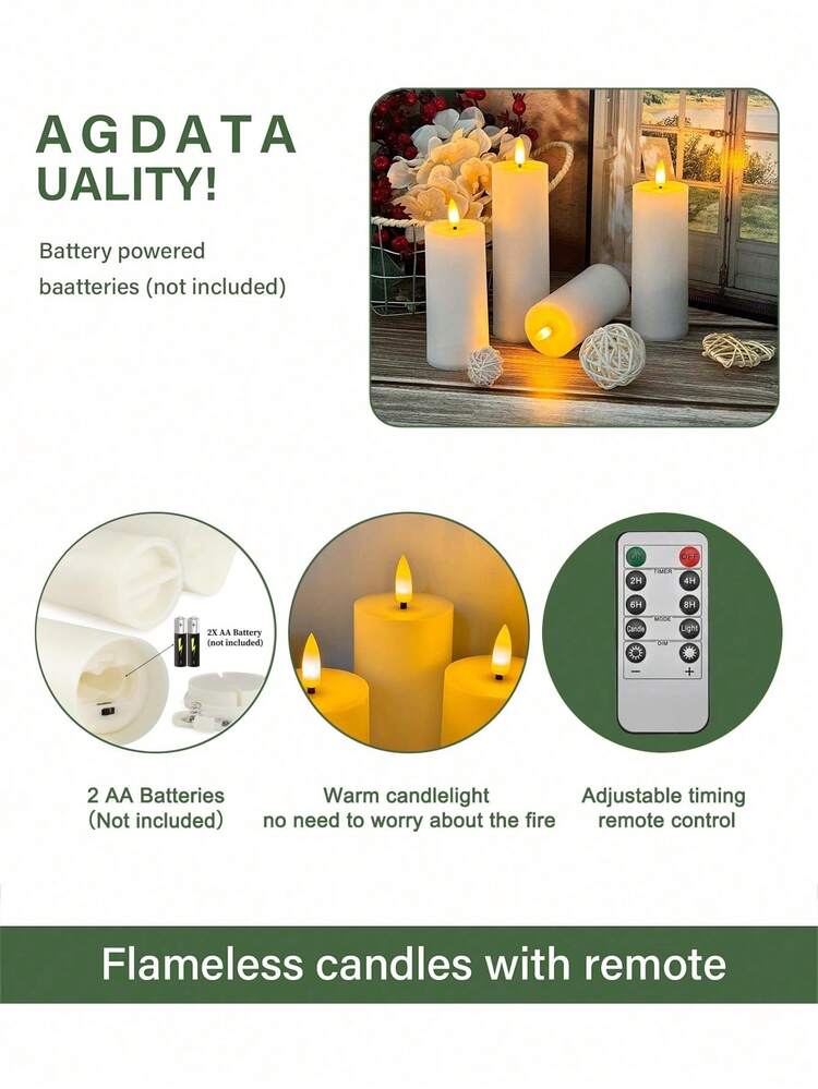 4/12-Piece LED Flameless Candle Set With Remote Control And Timer, Premium Mood Decorative Lights For Birthday Parties, Home, Halloween, Weddings, And Holidays - trắng - Xem 9