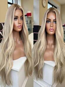Ombre Highlight 180 Density Body Wave Lace Front Wigs Human Hair 13x4 HD Transparent Upgrade Side Part Glueless Wigs Human Hair Pre Plucked Bleached Knots Brazilian Remy Ash Blonde With Brown Root Light And Breathable Human Hair Wig For Women With Baby Hair - Bắt nguồn từ & Ombre - Xem 7