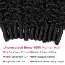 BINF 15A Burmese Curly Human Hair Bundles Raw Vietnamese Unprocessed Burmese Virgin Double Drawn Hair Weave Extensions Deep Water Curly Wave Human Hair 1/3/4 Bundle 3C4A Hair Extension - Natural Black - 查看 5