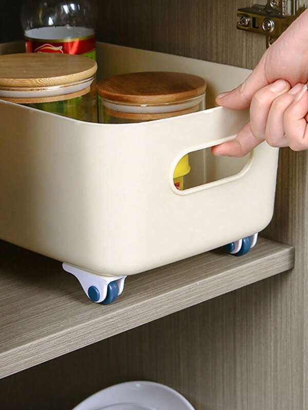 4PCS Self Adhesive Wheels, Home Directional Pulley, Mini Directional Sticky Furniture Caster Stick On Wheels For Bins Storage Box Cabinet Organizer