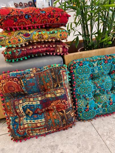 Bohemian Style Thickened Floor Cushion, Tatami Meditation Cushion, Slouchy Cushion, Square Chair Cushion, Super Soft Home Decor Seat Cushion Chair Pillow Cushions Office Chair Gaming Chair