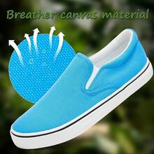 2026 Men's Casual Comfort  Slip On Sneakers Loafers Shoes Canvas Black Shoes Canvas Blue Casual Fashion Shoes, Lightweight, Flexible Sole,For Daily Walking Relax - Dark Blue - 查看 3