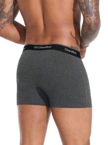 5pcs/Pack Men's Cotton Boxer Briefs, Soft & Comfortable, Suitable For Sports & Casual Wear, High Quality Brand - Black - View 3